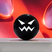 economico Ornamenti e pendenti per auto-1 pomello del cambio in acrilico a forma di diavolo di Halloween, resistente, nero con design di espressione bianca, divertente accessorio per interni auto, regalo ideale, articolo per interni a tema