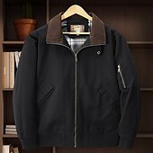 preiswerte Herrenjacken &amp; Herrenmäntel-Herren Bomberjacke Freizeitjacke Urlaub Täglich Tasche Frühling Herbst Einfach Mode Klassisch Revers Regulär Schwarz Kamel Armeegrün Beige Jacken