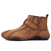 abordables Bottines-Bottines rétro faites main pour hommes avec fermeture velcro – bottes de marche décontractées et artistiques pour hommes créatifs et tenues urbaines de tous les jours
