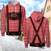 billiga Hoodies-Oktoberfest Lederhosen-tryck Dirndl-tryck Huvtröja Pullover Bayersk München Tyska Grafisk Till Par Herr Dam Vuxna Karnival Oktoberfest öl 3D-utskrift Fest Ledigt / vardag
