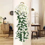 baratos Plantas Artificiais-Pacote com 4 flores artificiais penduradas, guirlanda de glicínias artificiais para decoração de jardim interno e externo, pátio, varanda, casamento e casa, plantas penduradas violetas para todas as
