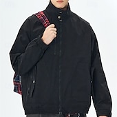 cheap Casual Jackets-Men&#039;s Lightweight Jacket Cargo Jacket Casual Jacket Vacation Daily Windproof Windbreaker Pocket Fall Winter Plain Fashion Classic Stand Collar Regular Black White Purple Green Jacket