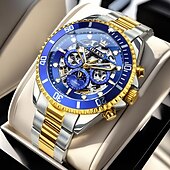 abordables Montres à quartz-OLEVS Hommes Montre à quartz Créatif Mode Décontracté Montre-bracelet Remontage automatique Phase de Lune Lumineux IMPERMÉABLE Acier Suivre