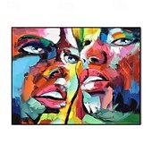 preiswerte Ölgemälde-handgefertigtes Ölgemälde auf Leinwand, Wandkunst, Dekoration, modernes abstraktes Gesicht für die Inneneinrichtung, gerolltes, rahmenloses, ungedehntes Gemälde