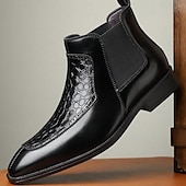 abordables Bottes de Chelsea-Bottines Chelsea en similicuir vert effet crocodile pour homme – bottines élégantes à élastiques latéraux pour hommes avant-gardistes, soirées de concert et streetwear urbain