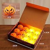 economico Halloween al chiuso-12 candele elettroniche a forma di zucca di Halloween con faccia di ragno, per interni ed esterni, per decorazioni di feste, atmosfere luminose