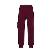 cheap Cargo-Men's Cargo Sweatpants Sweatpants Joggers Trousers Waffle Pants Drawstring Elastic Waist Multi Pocket Plain Comfort Daily Sports Outdoor Fashion Casual Wine Khaki Micro-elastic