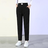 economico pantaloni eleganti da donna-Per donna Pantaloni Eleganti Pantaloni Moda Streetwear Lunghezza intera Vita Alta Semplice Tasca Elastico in vita Traspirabilità Confortevole Streetwear Abbigliamento quotidiano Uscire Nero Marrone
