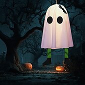 お買い得  ハロウィン室内-ハロウィンゴースト吊り下げゴースト屋内および屋外ポーチツリー中庭ガーデンテラス装飾ライト3照明モード風景ライト1個