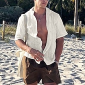 preiswerte Herren Strickjacke-Herren Pullover Strickjacke Kurzer Pullover Gerippt Stricken Normale Oberteile Gestrickt Einfach Umschlagkragen Bohemien Urlaub Lässig Alltagskleidung Bekleidung Sommer Schwarz Weiß S M L