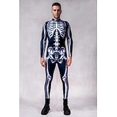 levne Kostýmy pro páry a skupiny-Halloweenský kostým s lebkou a kostlivcem, skupinové kostýmy pro páry, celotělový kombinéza, strašidelný kostým pro pány, ženy, chlapce, děti, dospělé, představení, párty, klub, halloween, karneval,