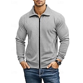 abordables Vestes Décontractées-Homme Veste Légère Veste Décontractée Vacances Quotidien Respirabilité Avec Poches Jacquard Printemps Automne Uni Mode Classique Revers Régulier Noir Blanche bleu marine Kaki Gris Claire Veste