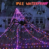 baratos Halloween interno-1 peça de lâmpada triangular luminosa de Halloween de 5m * 4,8m, roxa, laranja, aaa, à prova d&#039;água, com caixa de bateria, controle remoto, 250 contas de LED, luzes de decoração para pátio interno e