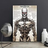 preiswerte Halloween-Modernes, einfarbiges 1-teiliges Terminator-Kunstposter auf Leinwand, ungerahmt, Sci-Fi-Wanddekoration mit detaillierter Roboterillustration – wasserdicht, perfektes Geschenk und Heimdekoration,