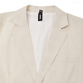 baratos Blazers Clássicos Masculinos-Homens Blazer de linho Casaco esportivo Casual Diário Primavera Verão Algodão E Linho Côr Sólida Confortável Comum 2 Botões Jaqueta esporte Bege Azul Claro