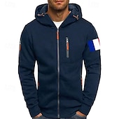 abordables sweats à capuche basiques pour hommes-Homme Sweat à capuche Sweat à capuche zippé intégral Veste de survêtement Noir Blanche Vin Vert Véronèse bleu marine À capuche Uni Zip Up Patchwork Poche Avant Sport &amp; Loisir Occasionnel Quotidien