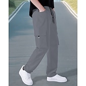 economico Pantaloni cargo-Per uomo Pantaloni Cargo Pantaloni Elastico in vita Coulisse Multi-tasche Semplice Mimetico Indossabile All&#039;aperto Quotidiano Campeggio &amp; Escursionismo Moda Classico Nero Verde militare