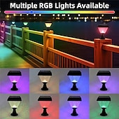 economico Applique per esterni-Lampada solare da esterno a LED con telecomando, temporizzata, con pilastro luminoso, IP65, lampada solare da giardino a LED, dimmerabile, RGB, luce calda, luce bianca, luce neutra, lanterna solare,