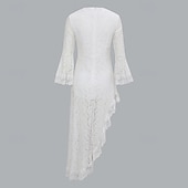 ieftine Rochii Boho-Pentru femei Rochii Midi Rochie de dantela Rochie de epoca Modă Modern În aer liber Vacanță Concediu Fit regulat Simplu Manșon Lung În V Alb Vară
