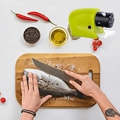 cheap Kitchen Utensils &amp; Gadgets-KNIFE SHARPENER Electric Sharpening Tool for Home Use Multifunctional Automatic Sharpener for Kitchen Knives Fruit Knives Screwdrivers and More with Durable Grinding Wheel