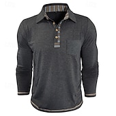 preiswerte Klassisches Poloshirt für Herren-Herren Golfshirt Golf Poloshirts Arbeit Lässig Revers Langarm Basic Modern Farbblock Patchwork Knöpfe Frühling Herbst Normale Passform Aprikose Marineblau Blau Grün Hellgrau Dunkelgray Golfshirt