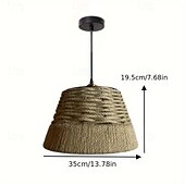 abordables Suspension-Suspension rustique en corde de chanvre, design conique en forme de cloche tissée à la main, lumière blanc chaud/blanc, e26/e27, chaîne réglable
