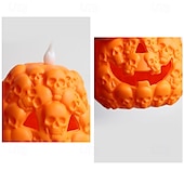 cheap Halloween Indoor-1 Pc Halloween Skeleton Pumpkin LED Electronic Candlelight Indoor and Outdoor Party Atmosphere Nightlight Colorful Dimming