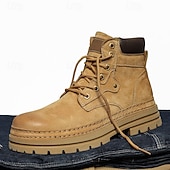 economico Stivali da lavoro-stivali da lavoro in pelle scamosciata color cuoio da uomo – stivaletti casual con lacci per l'escursionismo, il lavoro agricolo e l'uso quotidiano