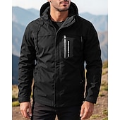preiswerte Fleece &amp; 3 in 1 Jacken-Herren Windjacke Wanderjacke Fleecejacke Außen Wasserdicht Winddicht Leicht Wanderoutfits Wanderbekleidung Frühling Herbst Oberteil Camping / Wandern / Höhlenforschung Laufen Einfarbig Schwarz