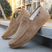 cheap Slip-On Casual Shoes-Men's Brown Corduroy Slip-On Loafers – Lightweight Casual Walking Shoes for Daily Wear and Travel