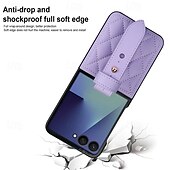 cheap Samsung Cases-Phone Case For Samsung Galaxy Z Flip 7 Z Flip 6 Z Flip 5 Z Flip 4 Z Flip 3 Back Cover with Wrist Strap Shockproof Retro TPU PU Leather