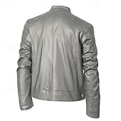 abordables Veste en simili-cuir-Homme Veste en Similicuir Veste moto Blouson de Moto Vacances Quotidien Coupe-vent Chaud Fermeture éclair Automne Hiver Uni Mode Classique Col montant Régulier Noir Rouge Bleu Roi Bleu Vert foncé
