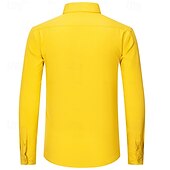 Недорогие Мужские классические рубашки-Муж. Рубашка Кнопка рубашка Рубашки-смокинги Сплошной/однотонный цвет Офис и карьера На каждый день Желтый+Оранжевый Желтый + розовый Зеленый / желтый Длинный рукав Рубашечный воротник Все сезоны