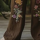 billiga breda ben och hög midja-Dam Brett skaft Byxor Palazzo byxor Mode Boho Fullängd Hög midja Blomma Elastisk midja Snörning Mönster Mateial som andas Bekväm Gata Dagliga kläder Utekväll Kaffe Vår Höst Normal