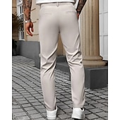 abordables Delgado-Hombre pantalones de traje Pantalones Chinos Bolsillo Botones Plano Comodidad Formal Fiesta Trabajo Moda Estilo clásico Negro Blanco Microelástico