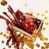 お買い得  ハロウィン-乾燥したスケルトンの骨14個セット、ハロウィーンの国境を越えたスケルトンの飾り、バーの脱出ゲーム、ホラーの装飾小道具、散らばった骨