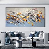 abordables Peintures animaux-Peinture à l&#039;huile faite à la main sur toile, décoration murale moderne abstraite, poisson heureux pour salon, décoration d&#039;intérieur, cadre tendu, peinture suspendue/peinture roulée sans cadre non