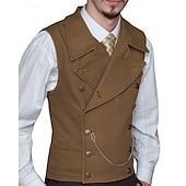 abordables Chalecos-Hombre Chaleco Vacaciones Fiesta Negocio Moda Casual Primavera Otoño Bolsillo Botones Poliéster Cómodo Plano Botonadura Doble Diseño Ajuste regular Plata Negro Blanco Vino Chaleco