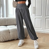 levne Jóga kalhoty a Bloomers-Dámské Kalhoty na jógu Harémové kalhoty Bombarďáky Lehká váha Zaštíhlující Vysoký pas Tělocvična Taneční Sportovní Spodní část oděvu Pevná barva Šedá Podzim Sportovní Sportovní oděvy Volný