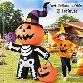 cheap Halloween Outdoor-1 Pc Halloween Lantern Candy Handheld Pumpkin Lantern Skeleton Ghost Inflatable Air Model Indoor and Outdoor Courtyard Garden Lawn Path Party Festive Atmosphere Decorative Lights
