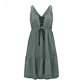 preiswerte Ausgefallene Kleider-Damen Minikleid Unterkleid Boho-Kleid Westernkleid Mode Klassisch Outdoor Ferien Ausgehen Normale Passform Einfach Ärmellos Spaghettiträger Dunkelgrün Sommer
