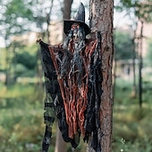 levne Halloween-Halloweenské dekorace do exteriéru - halloweenská animatronická závěsná dekorace lebky ducha se zářícíma očima, halloweenské strašidelné rekvizity a párty dekorace, vhodné pro vnitřní i venkovní