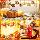 billiga Halloweenhängande och bordsdekorationer-12 st hängande halloweenpumpornamenter mini-thacksgivingbollar för hösten, handmålade pumpakulor för julgran, heminredning, juldekoration eller höstbordsdekoration