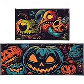 cheap Halloween Kithen-2pcs Halloween Kitchen Rugs and Mats Non-Slip Anti-Fatigue Kitchen Rug Set for Entryway ,Kitchen and Laundry