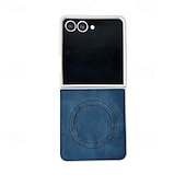 abordables Coques Samsung-téléphone Coque Pour Samsung Galaxy Z Flip 7 Z Flip 6 Z Flip 5 Z Flip 4 Z Flip 3 Coque Arrière Magnétique Antichoc Rétro TPU faux cuir