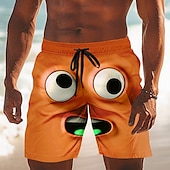 abordables Rétro Vintage &amp; Éthique-Homme Dessin Animé 3D Visage Souriant Maillots de bain Shorts de bain Shorts de Surf Taille Moyenne Drôle Extérieur Vacances Tenue Quotidienne Poches Latérales doublure en maille Taille élastique