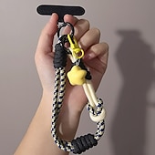 abordables Correas para el teléfono y muñequeras-Nueva cuerda corta para colgar el teléfono móvil con estampado de muñeca, bonita cuerda tejida corta de doble uso, resistente para viajes al aire libre para hombres y mujeres.