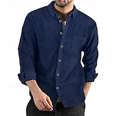 cheap Men&#039;s Jackets &amp; Coats-Men&#039;s Shirt Jacket Corduroy Jacket Casual Jacket Shacket Vacation Daily Breathable Pocket Spring Fall Plain Fashion Classic Lapel Regular Black Navy Blue Brown Army Green Dark Gray Jacket