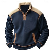 Χαμηλού Κόστους Fleece Hoodie-Ανδρικά Πουλόβερ Φούτερ με φερμουάρ Φούτερ από φλις Κάνε στην άκρη Βαθυγάλαζο Χακί Όρθιος γιακάς Συνδυασμός Χρωμάτων Κουρελού Αθλήματα &amp; Ύπαιθρος Καθημερινά Streetwear Βίντατζ Φθινόπωρο Χειμώνας Ρούχα