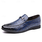 voordelige Loafers-Groene instappers met krokodillenmotief voor heren – casual zakelijke stijl, comfortabele schoenen van imitatieleer voor op kantoor en dagelijks gebruik